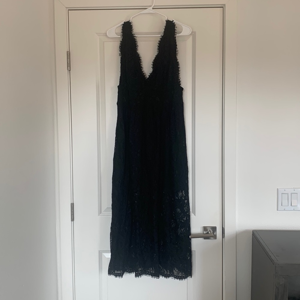 Black lace midi dress